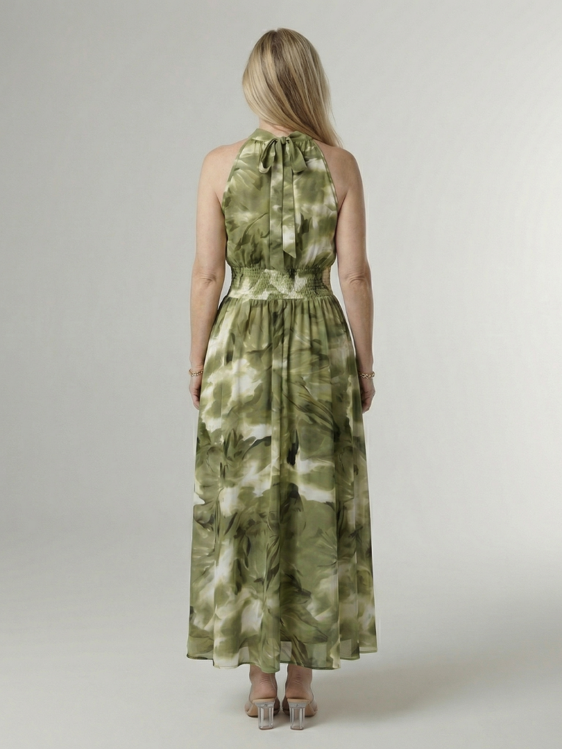 Sylin | Abito Midi con Scollatura Halter Arricciata