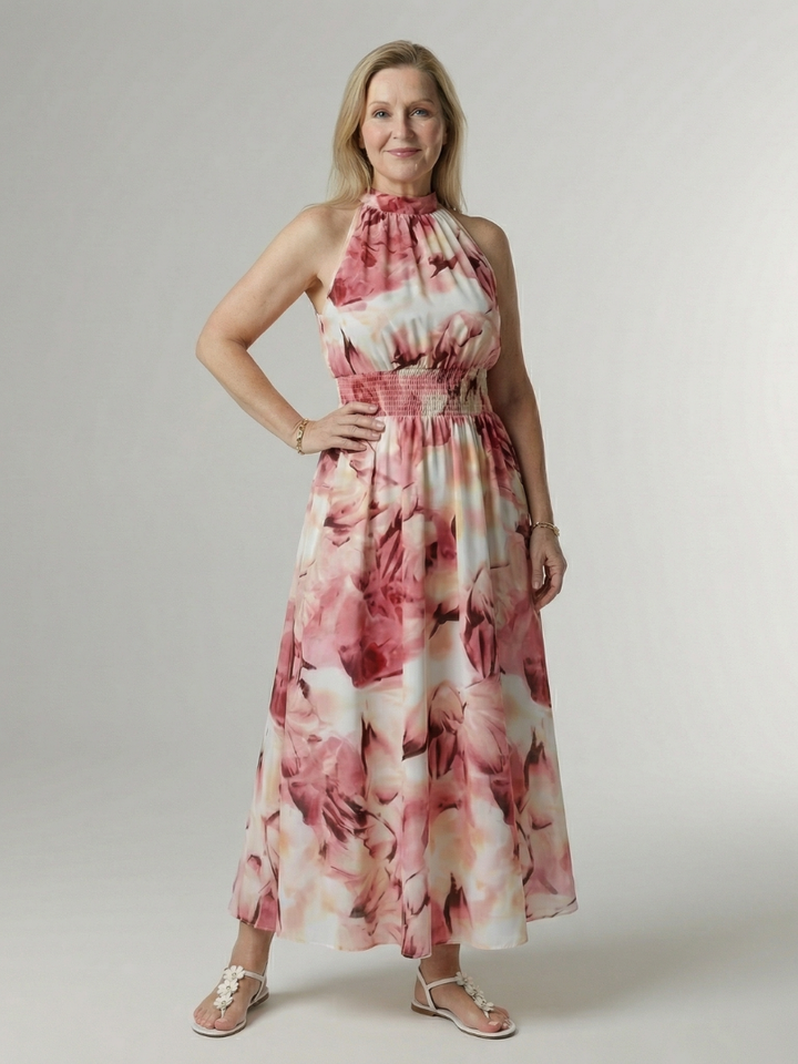Sylin | Abito Midi con Scollatura Halter Arricciata