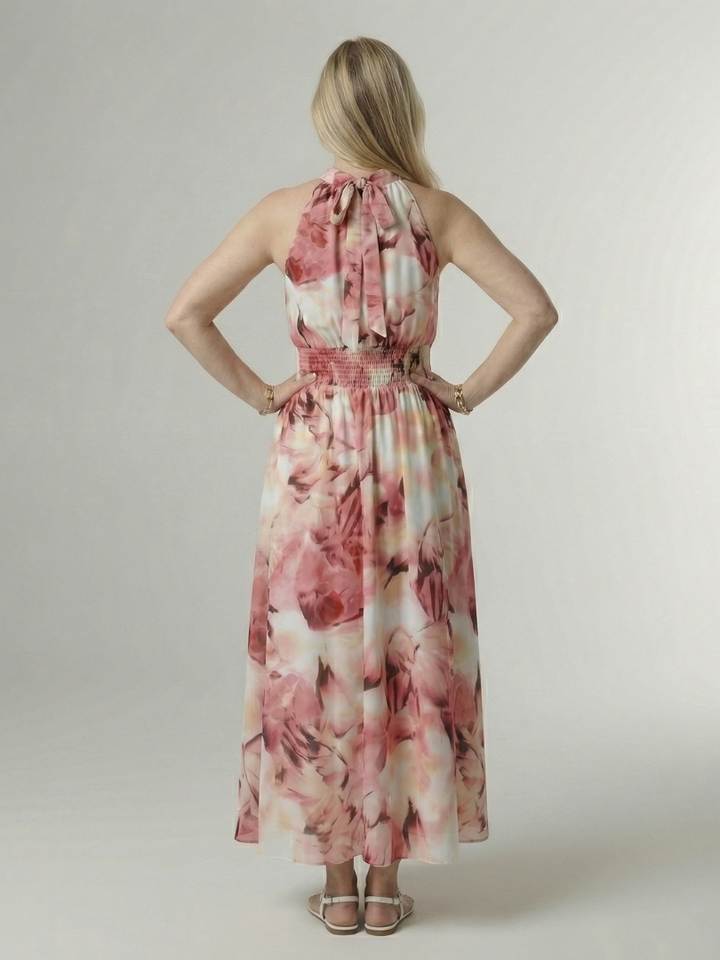 Sylin | Abito Midi con Scollatura Halter Arricciata