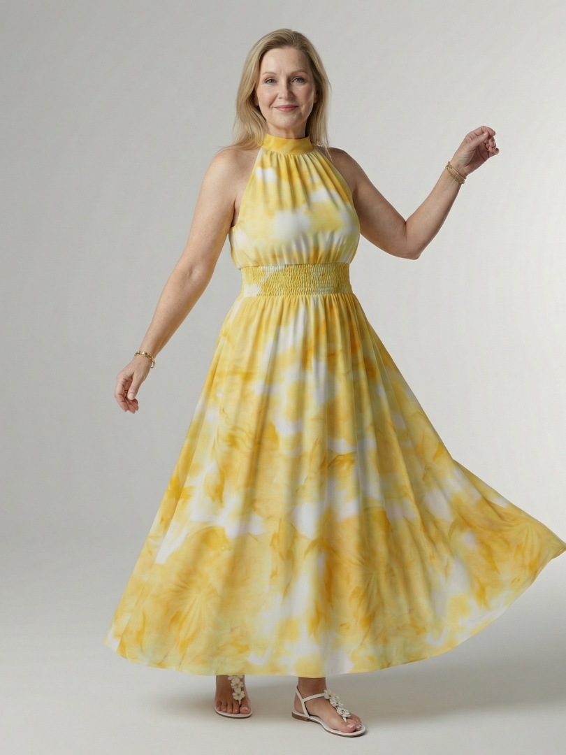 Sylin | Abito Midi con Scollatura Halter Arricciata