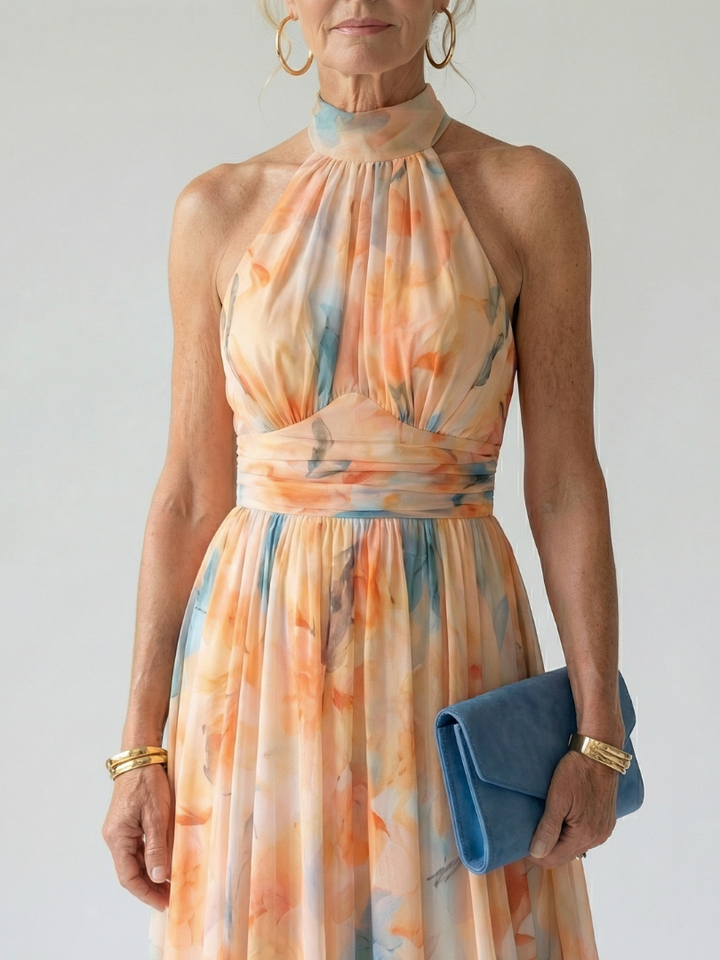 Elin | Abito Midi con Collo Halter Morbido
