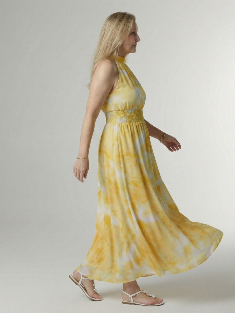 Sylin | Abito Midi con Scollatura Halter Arricciata