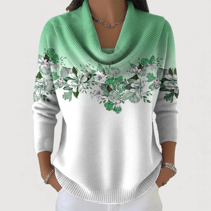 Aurora | Maglione floreale con colletto alto