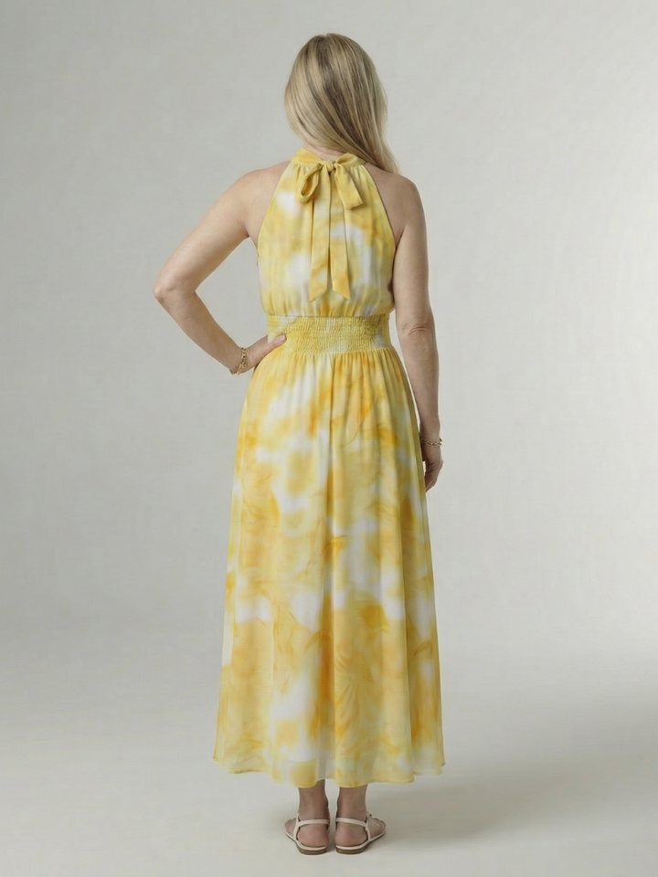 Sylin | Abito Midi con Scollatura Halter Arricciata