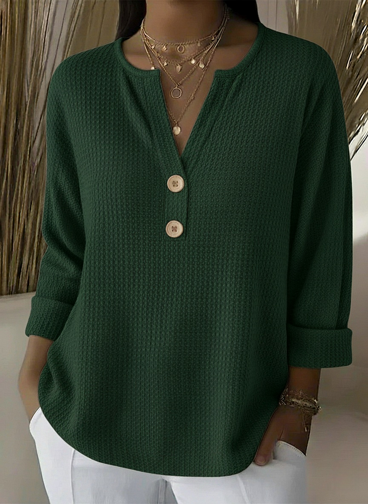 Lucia | T-shirt testurizzata con colletto Henley a bottoni