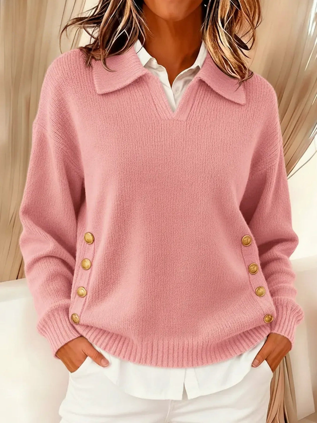 Erminia | Maglione con colletto polo bottonato