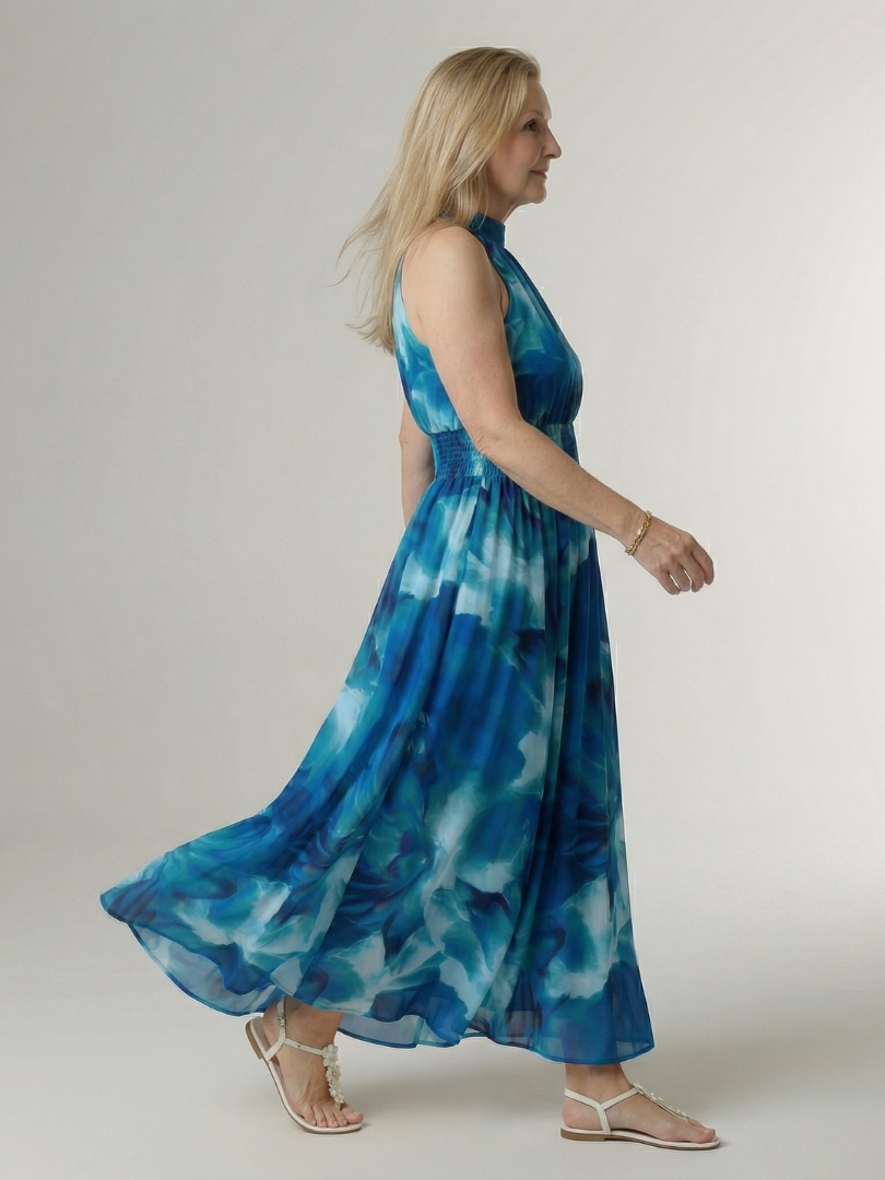 Sylin | Abito Midi con Scollatura Halter Arricciata