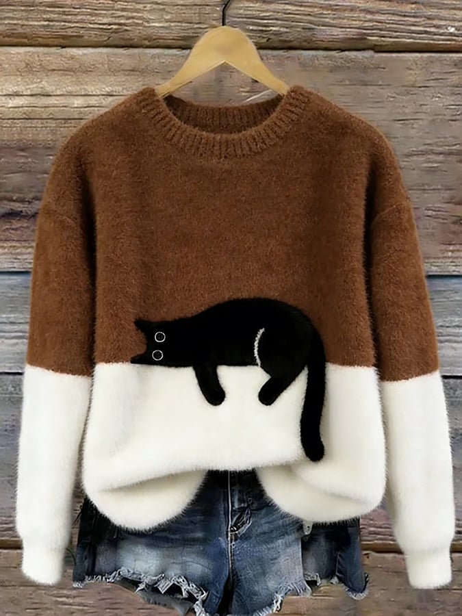 Carine | Maglione Oversize Elegante con Gatto