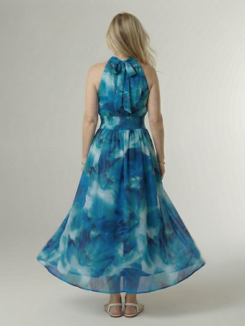 Sylin | Abito Midi con Scollatura Halter Arricciata