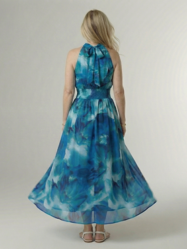 Sylin | Abito Midi con Scollatura Halter Arricciata