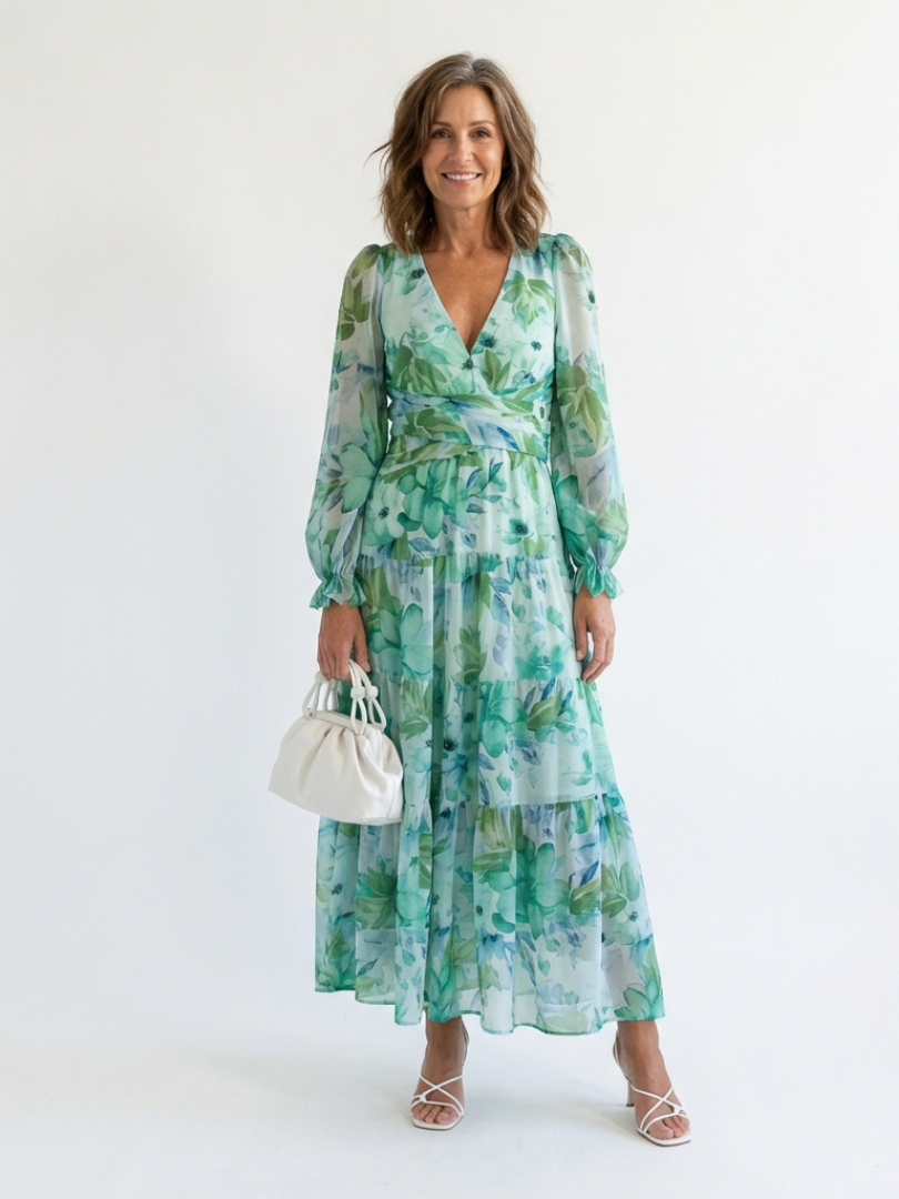 Althea | Abito Maxi Floreale a Maniche Lunghe