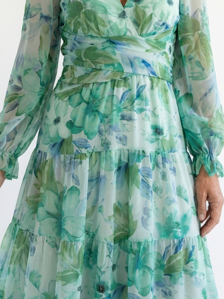 Althea | Abito Maxi Floreale a Maniche Lunghe