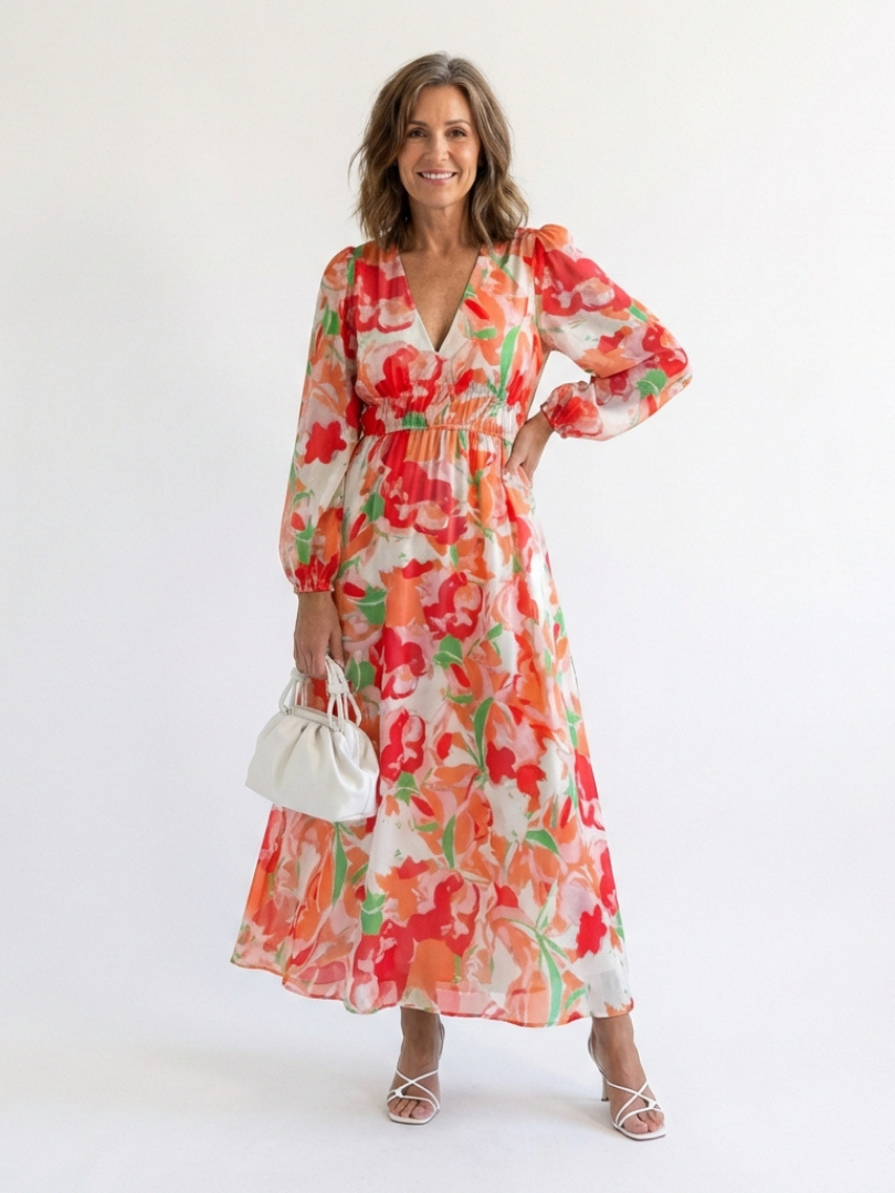Althea | Abito Maxi Floreale a Maniche Lunghe