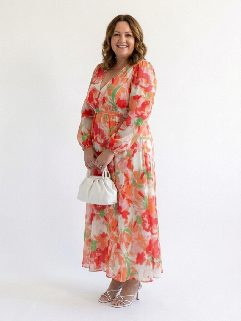 Althea | Abito Maxi Floreale a Maniche Lunghe