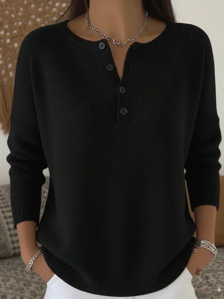 Ernesta | Maglione in maglia con colletto Henley bottonato