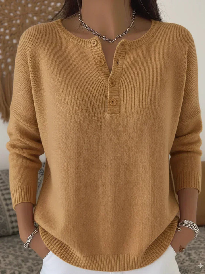 Ernesta | Maglione in maglia con colletto Henley bottonato