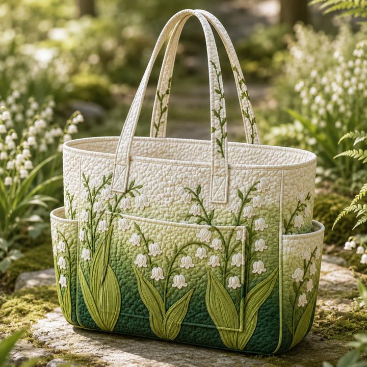 Borsa tote trapuntata con mughetto