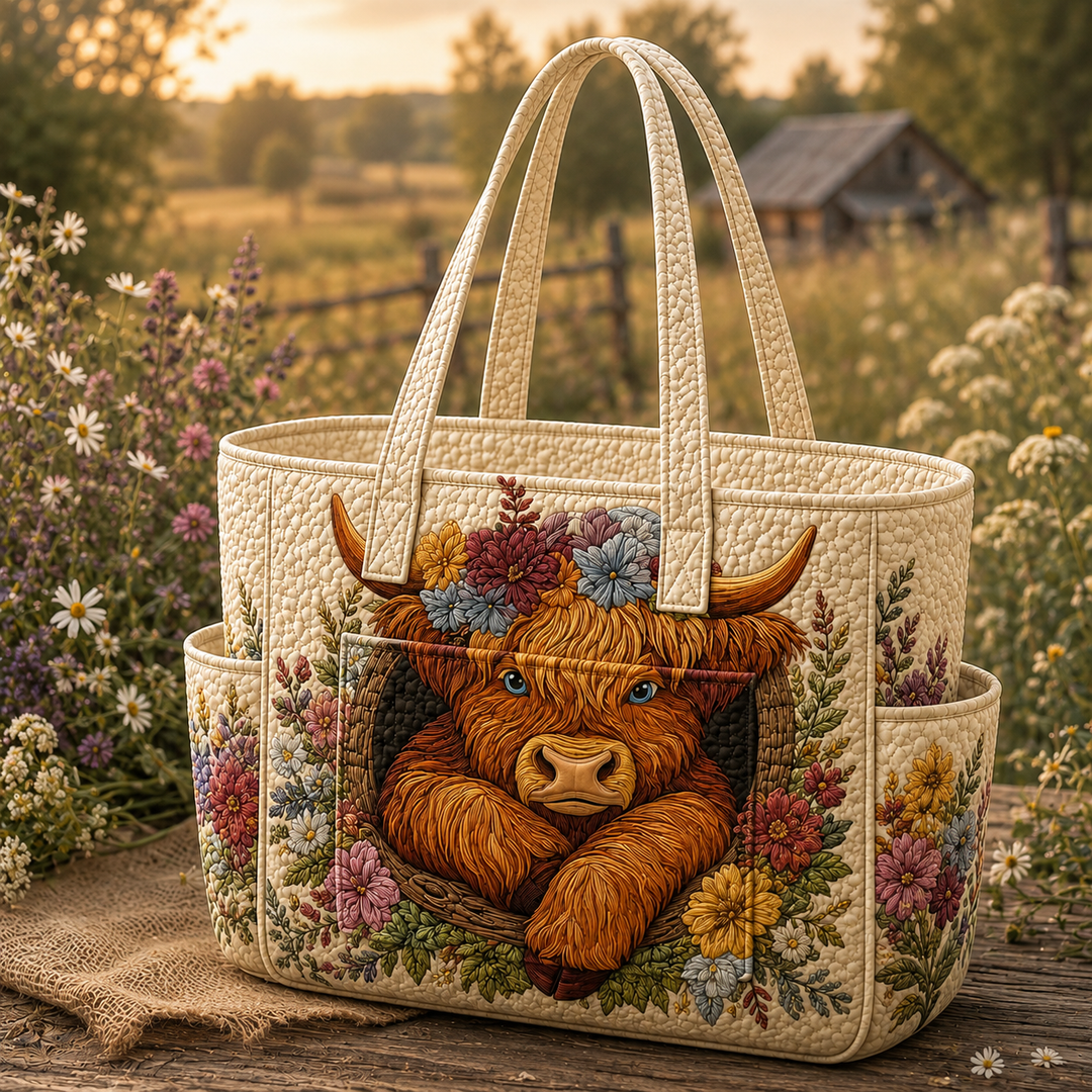 Borsa tote trapuntata a tema fattoria