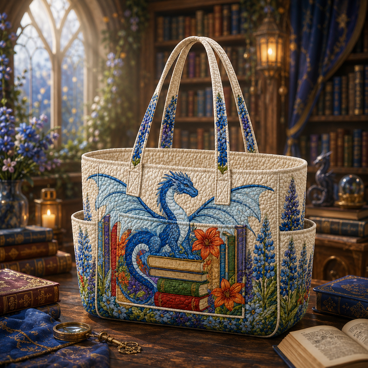 Borsa a spalla trapuntata con drago