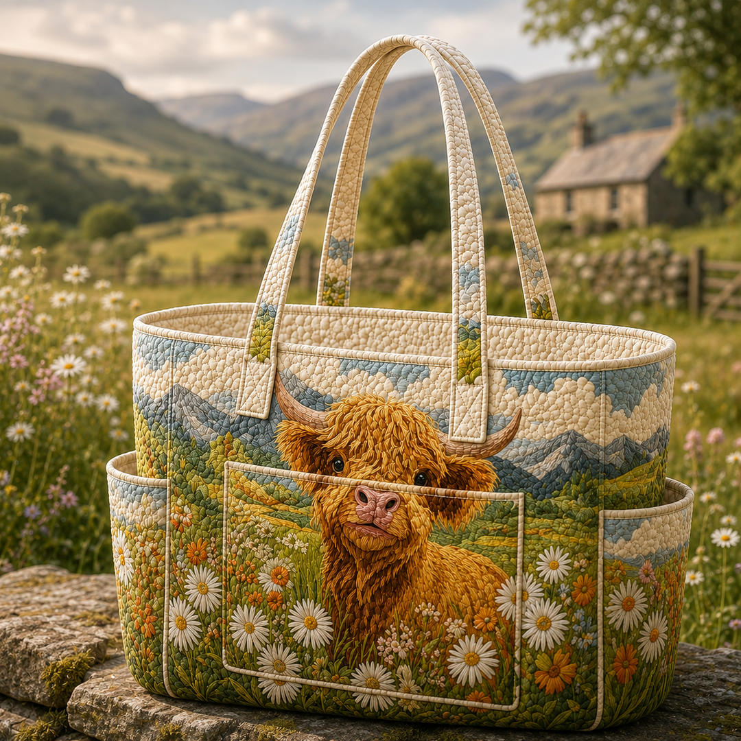 Jade | Sac cabas matelassé aux fleurs des Highlands