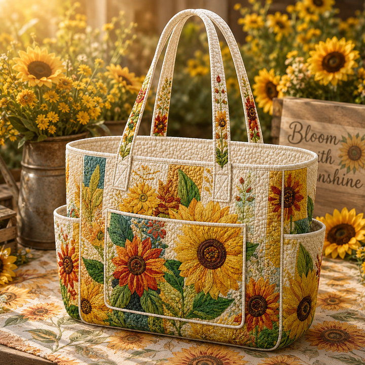 Borsa a spalla trapuntata con sogni di girasoli