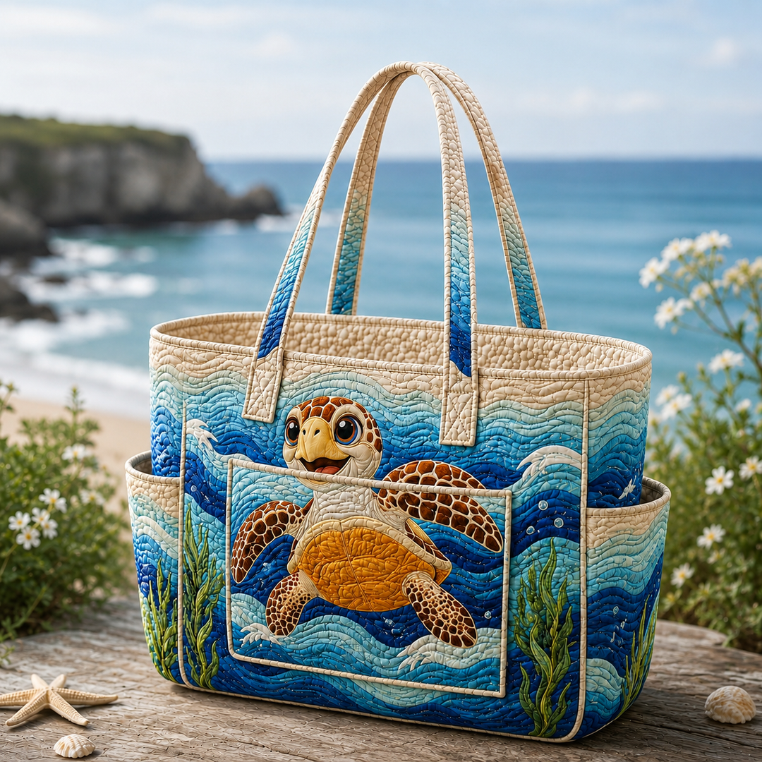 Coralie | Sac cabas matelassé à la tortue marine