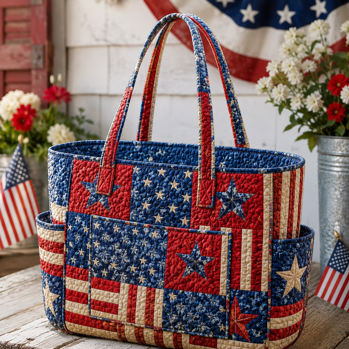 Borsa a spalla trapuntata con bandiera americana
