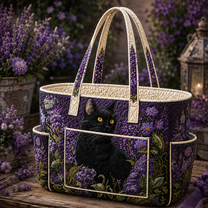 Éva | Sac cabas matelassé au chat