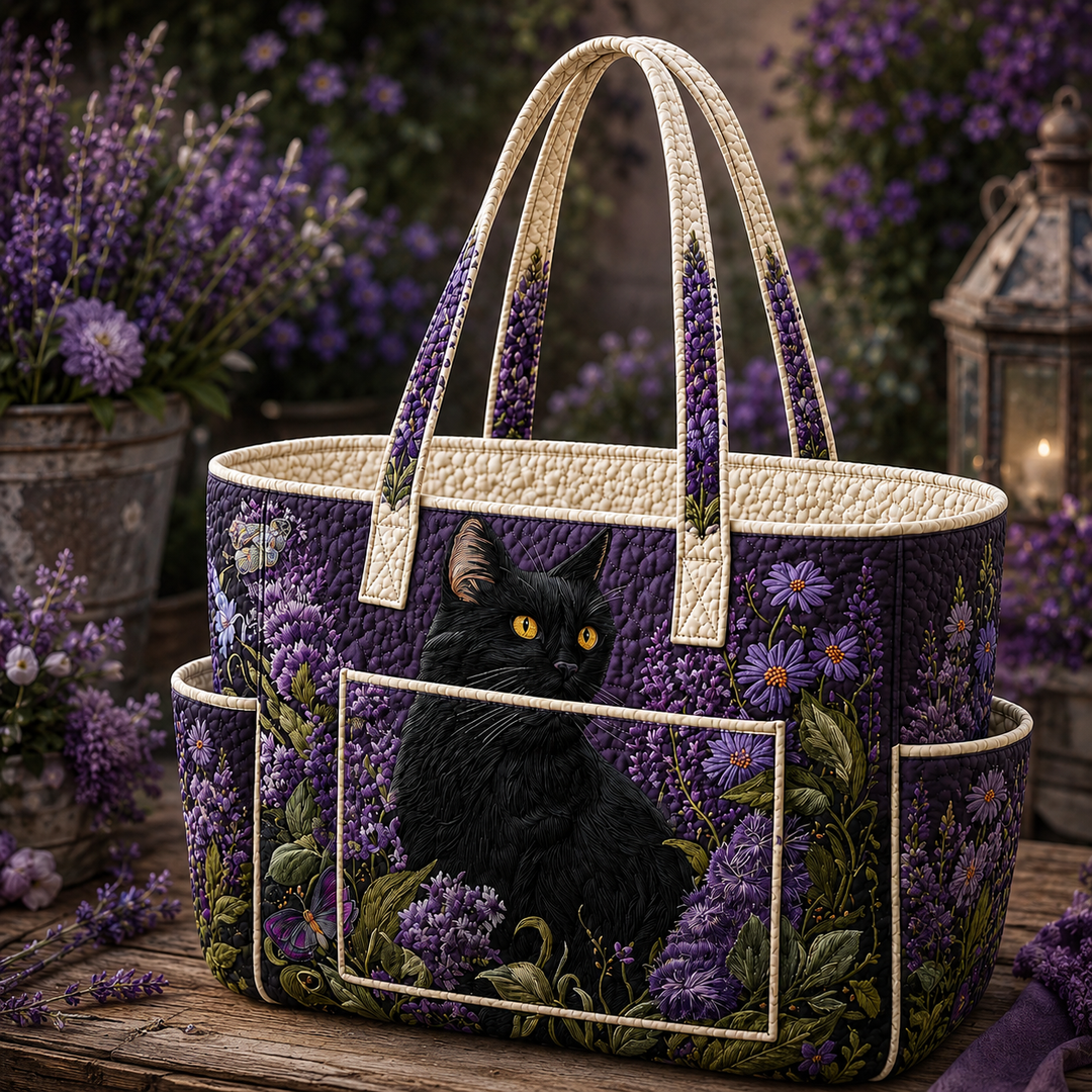 Borsa a spalla trapuntata con gatto