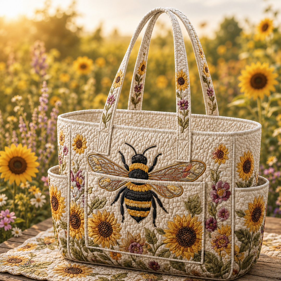 Borsa a spalla trapuntata con api