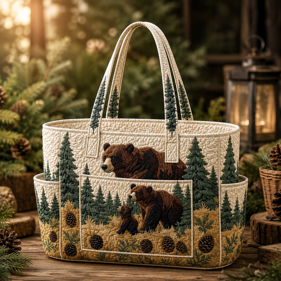 Borsa a spalla trapuntata con animali della foresta