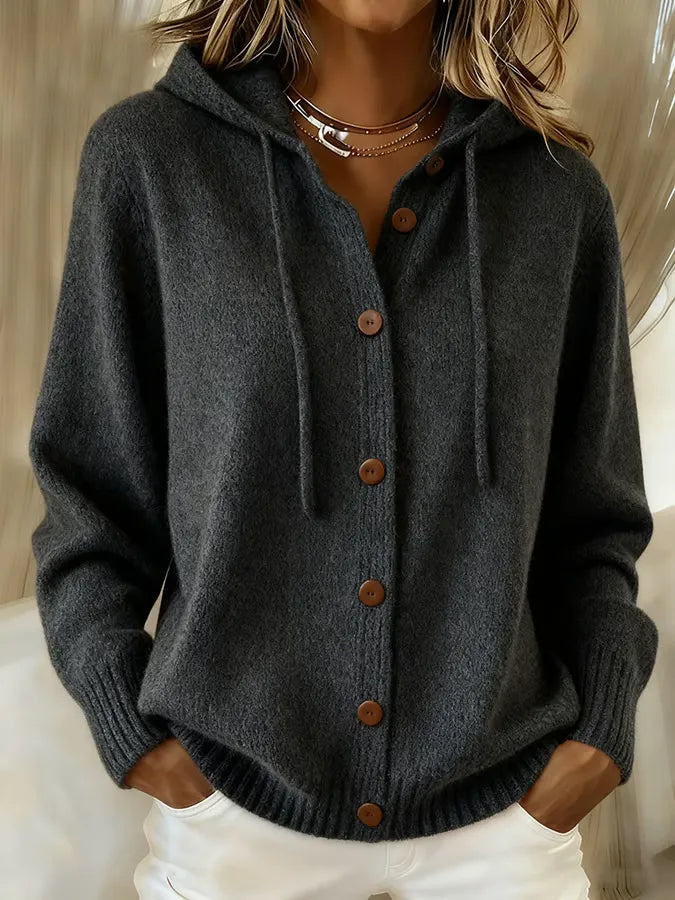 Bettina | Cardigan con cappuccio bottonato