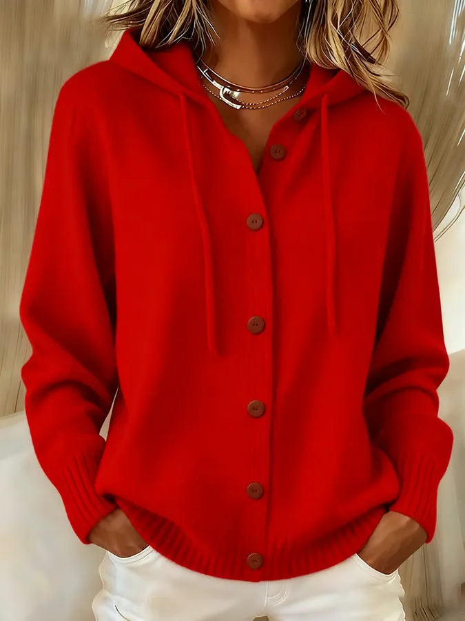 Bettina | Cardigan con cappuccio bottonato
