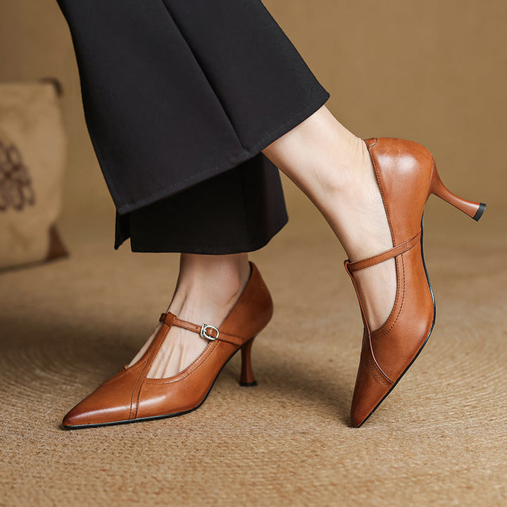 Scarpe con tacco Aveline in pelle a T