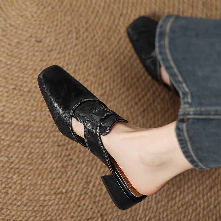 Carolina | Mules con Cinturino e Punta Quadrata
