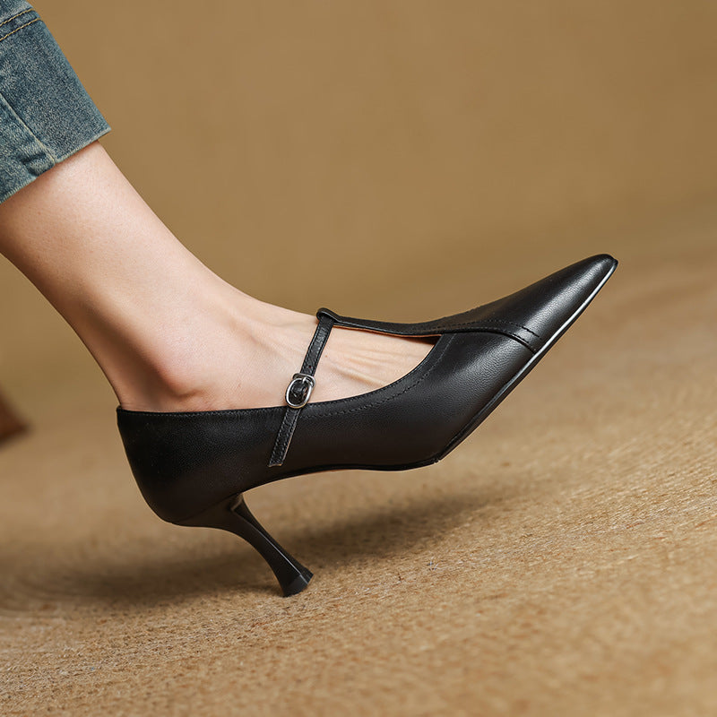 Scarpe con tacco Aveline in pelle a T