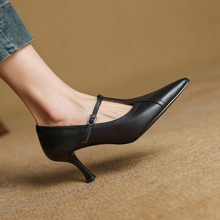 Scarpe con tacco Aveline in pelle a T