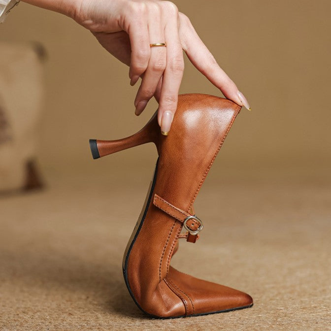 Scarpe con tacco Aveline in pelle a T