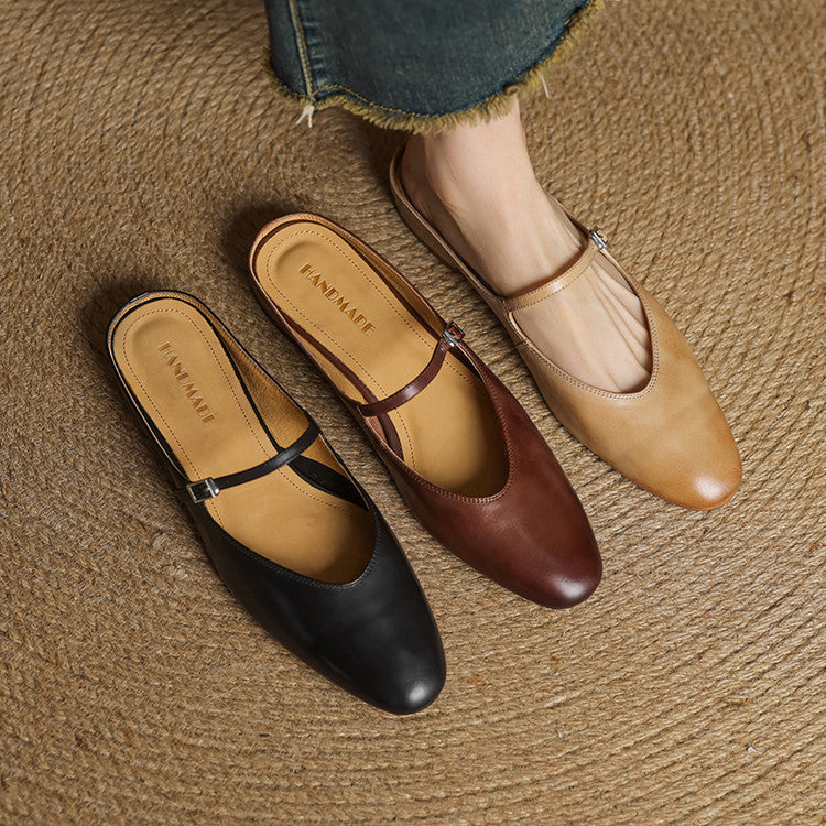 Bianca | Mules Mary Jane a Punta Mandorla