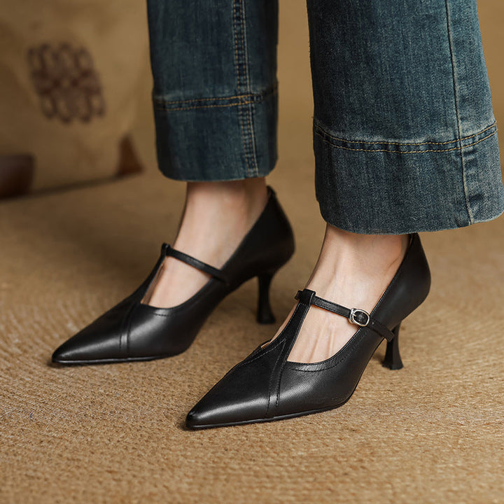 Scarpe con tacco Aveline in pelle a T