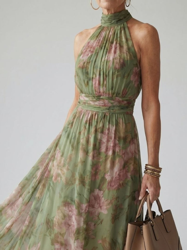 Mirelle | Abito Midi con Scollatura Halter Arricciata