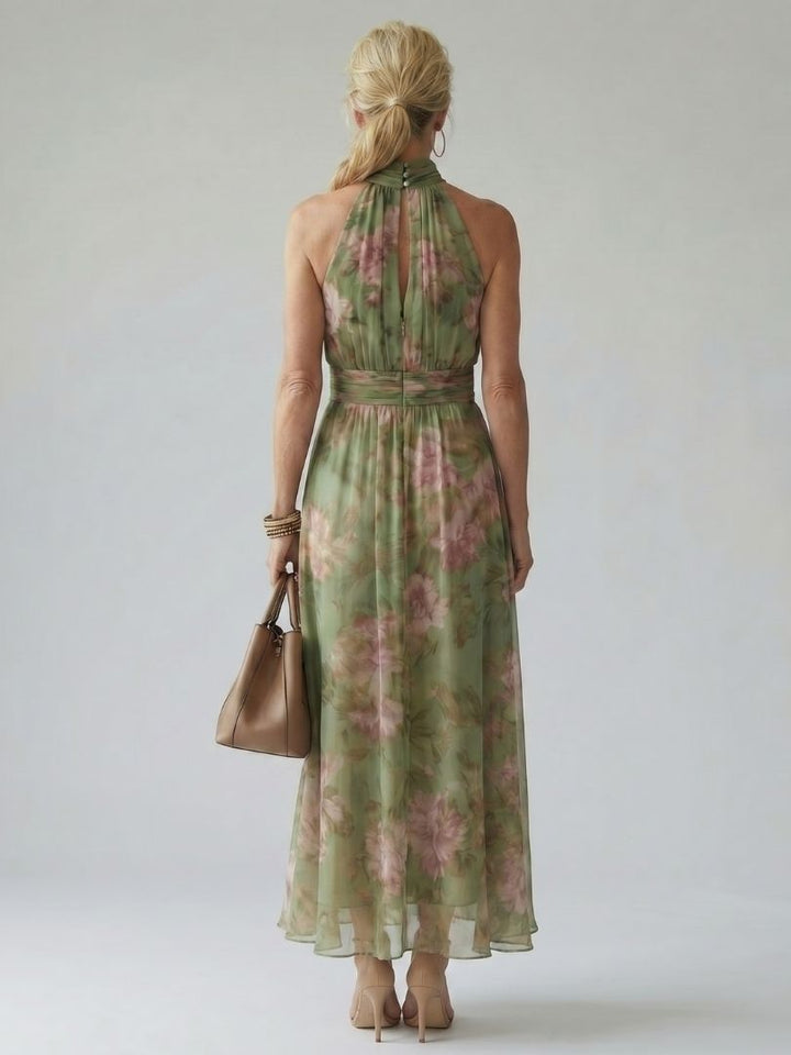 Mirelle | Abito Midi con Scollatura Halter Arricciata