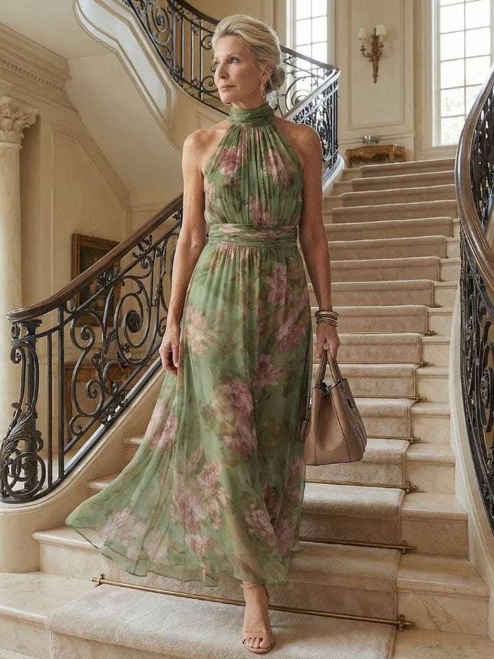 Mirelle | Abito Midi con Scollatura Halter Arricciata