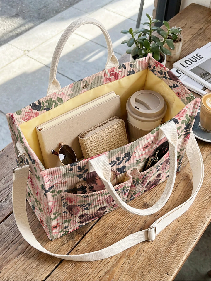 Sac en velours côtelé avec imprimé de bulldog français, grande capacité, plusieurs poches, sac à bandoulière pour les amoureux des chiens