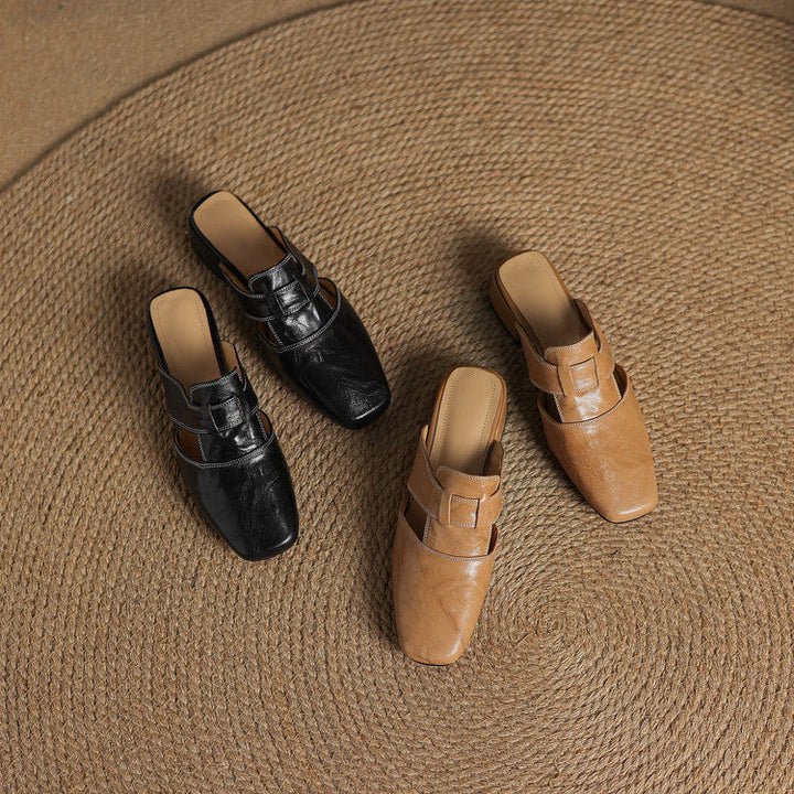 Carolina | Mules con Cinturino e Punta Quadrata