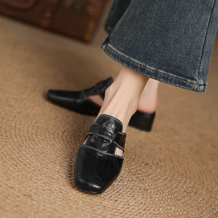 Carolina | Mules con Cinturino e Punta Quadrata