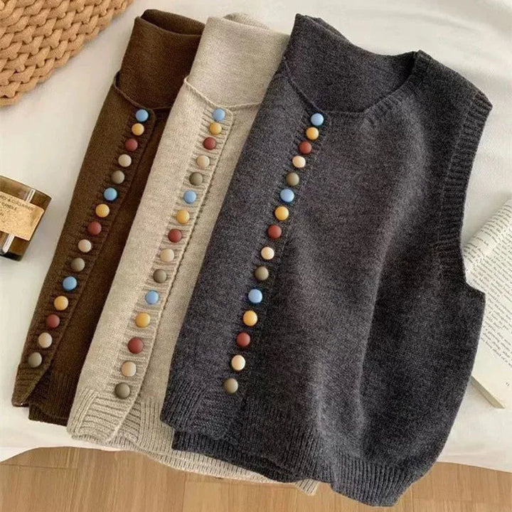 LE MARIBEL | GILET TRICOT CON BOTTONI COLORATI