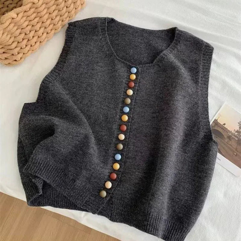 LE MARIBEL | GILET TRICOT CON BOTTONI COLORATI