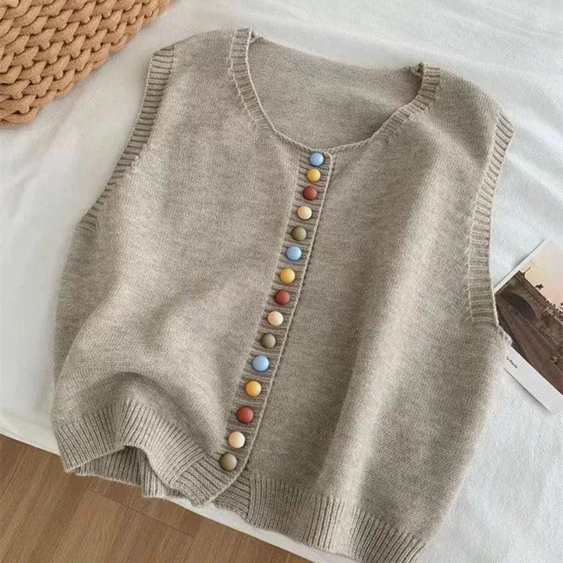 LE MARIBEL | GILET TRICOT CON BOTTONI COLORATI