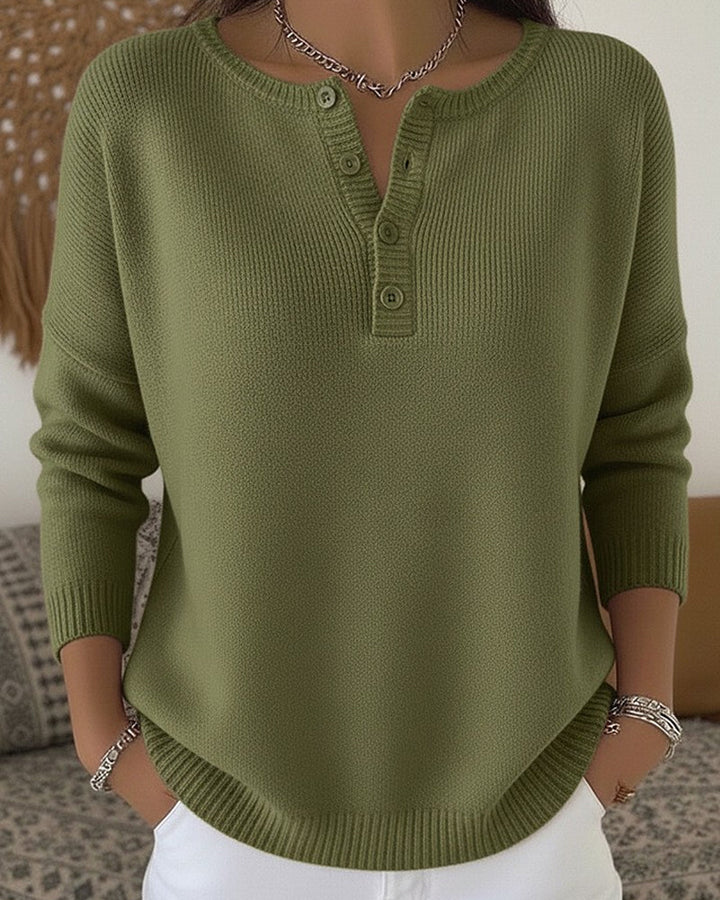 Ernesta | Maglione in maglia con colletto Henley bottonato